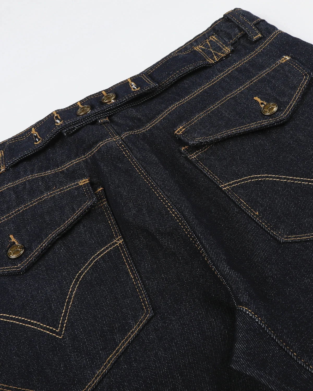 Omygoods Raw Wash Barrel Jeans With Cinch Back
