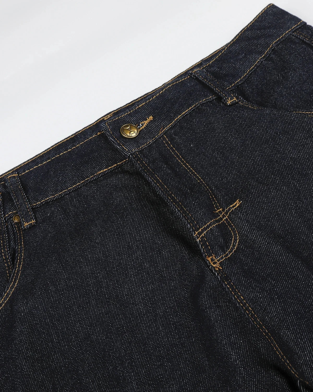 Omygoods Raw Wash Barrel Jeans With Cinch Back