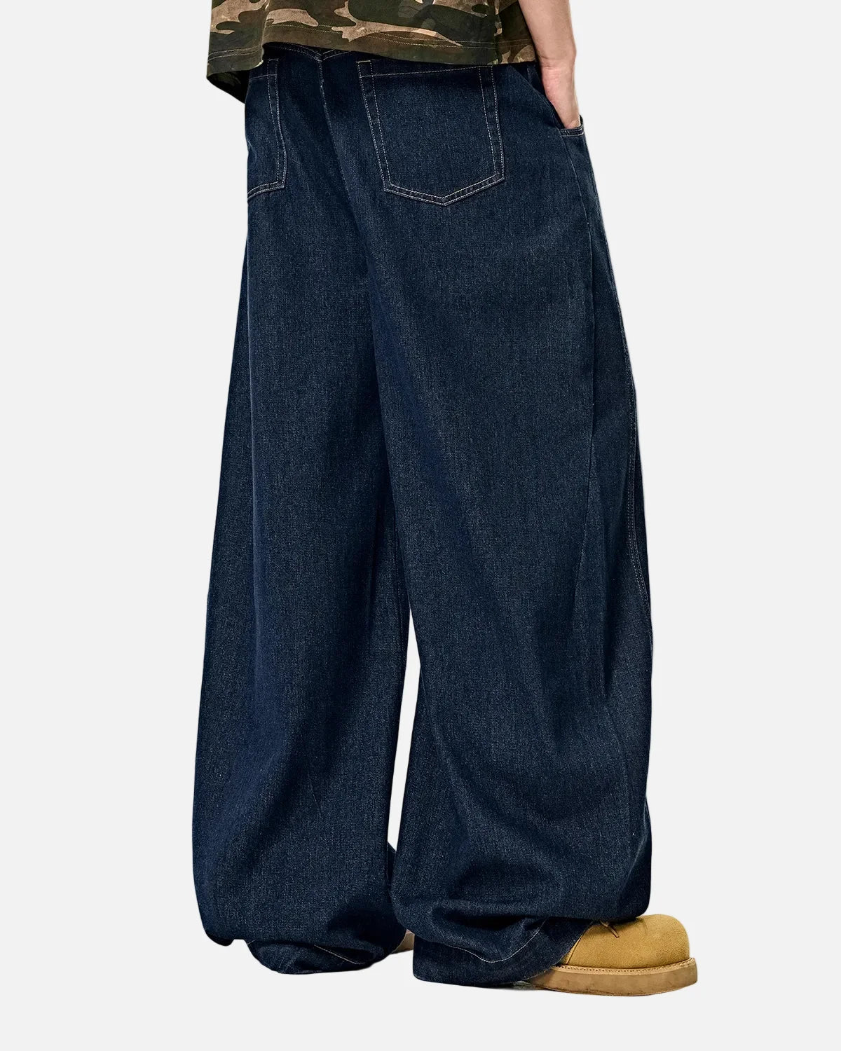 Omygoods Raw Washed Barrel Jeans