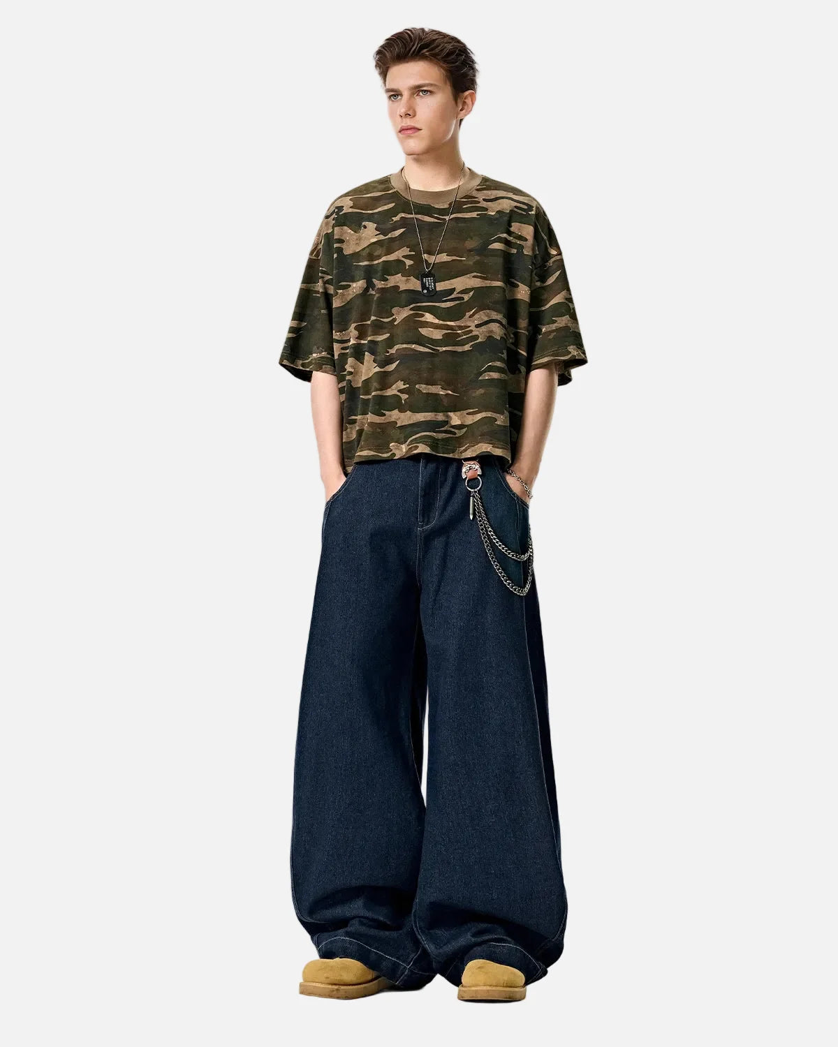 Omygoods Raw Washed Barrel Jeans