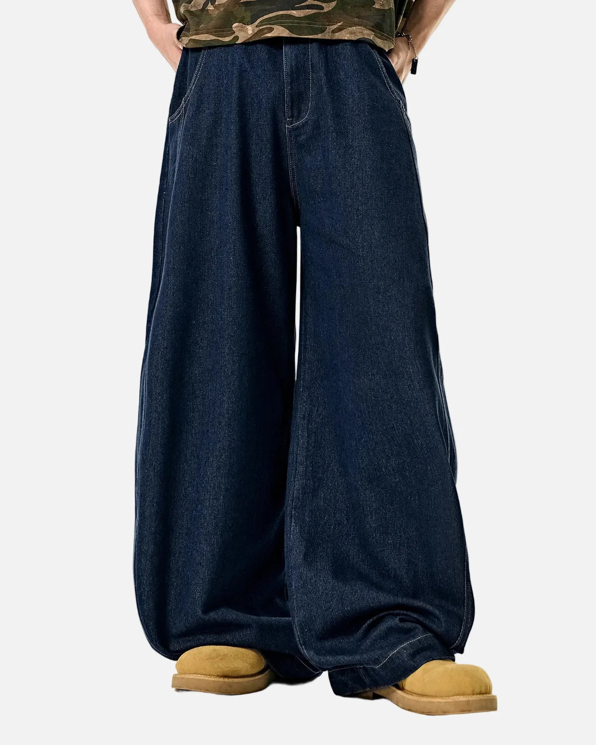 Omygoods Raw Washed Barrel Jeans
