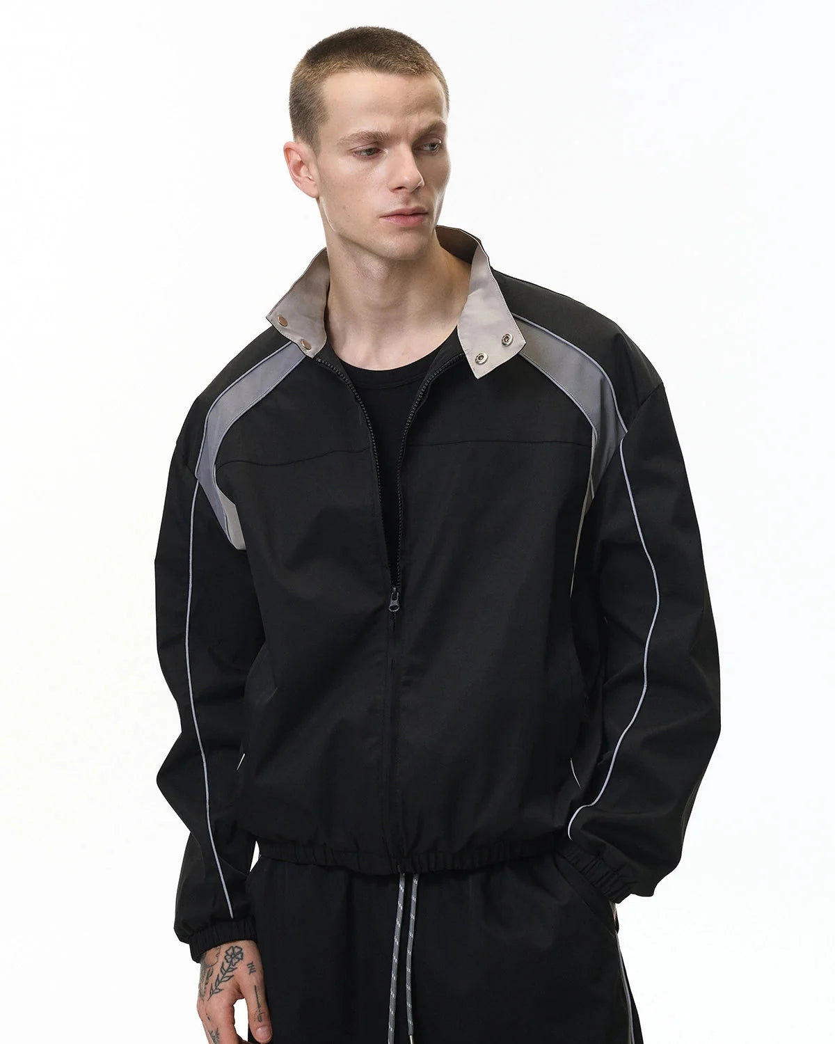 Omygoods Reflective Windbreaker Track Jacket