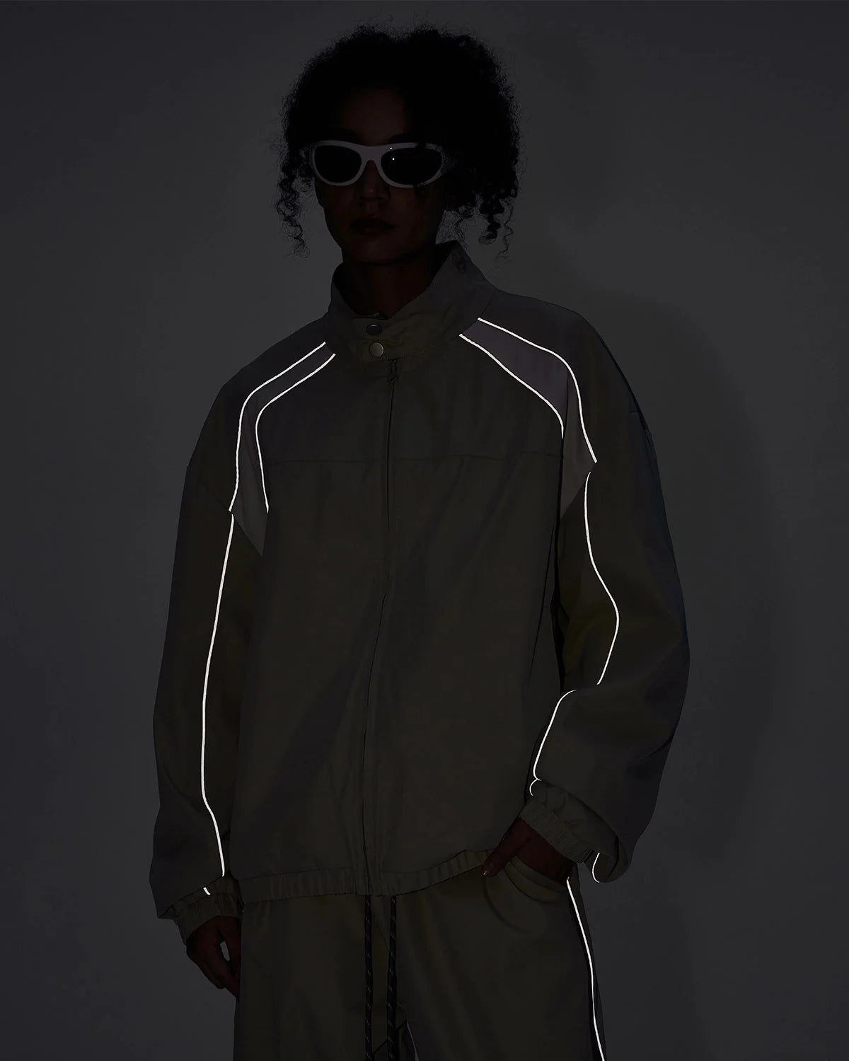 Omygoods Reflective Windbreaker Track Jacket