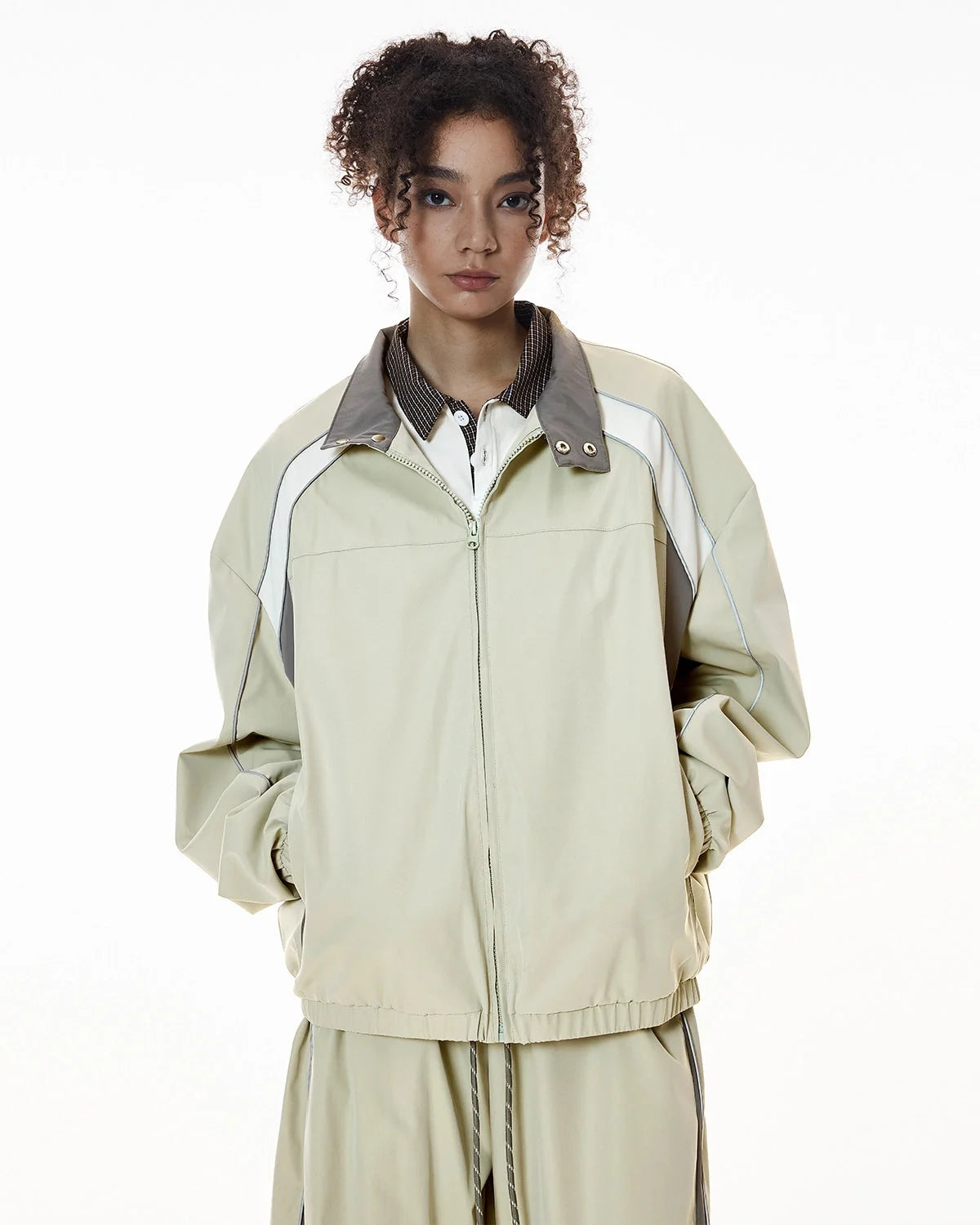 Omygoods Reflective Windbreaker Track Jacket