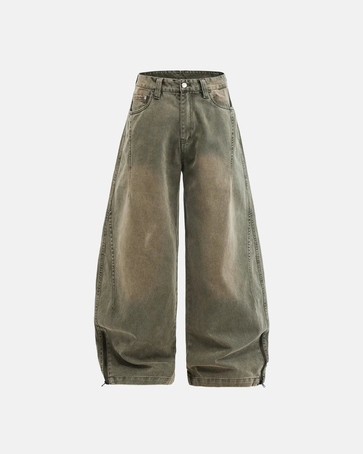 Omygoods Retro Acid Wash Baggy Cargo Pants