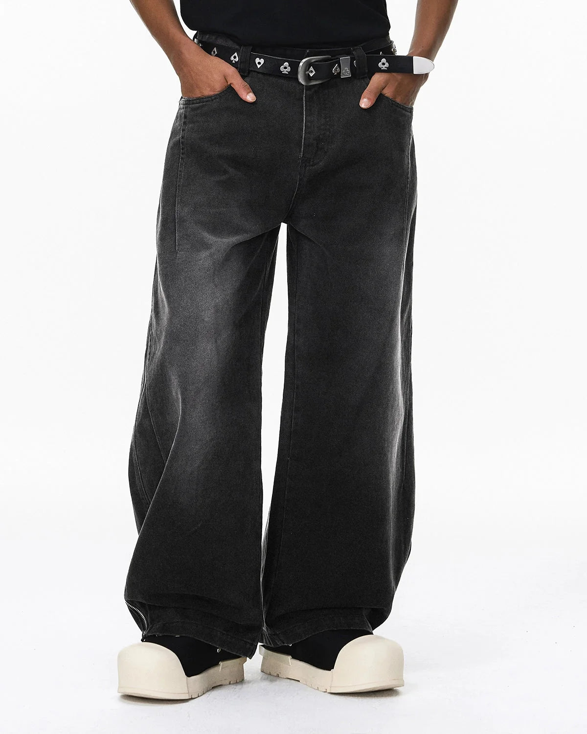 Omygoods Retro Acid Wash Baggy Cargo Pants
