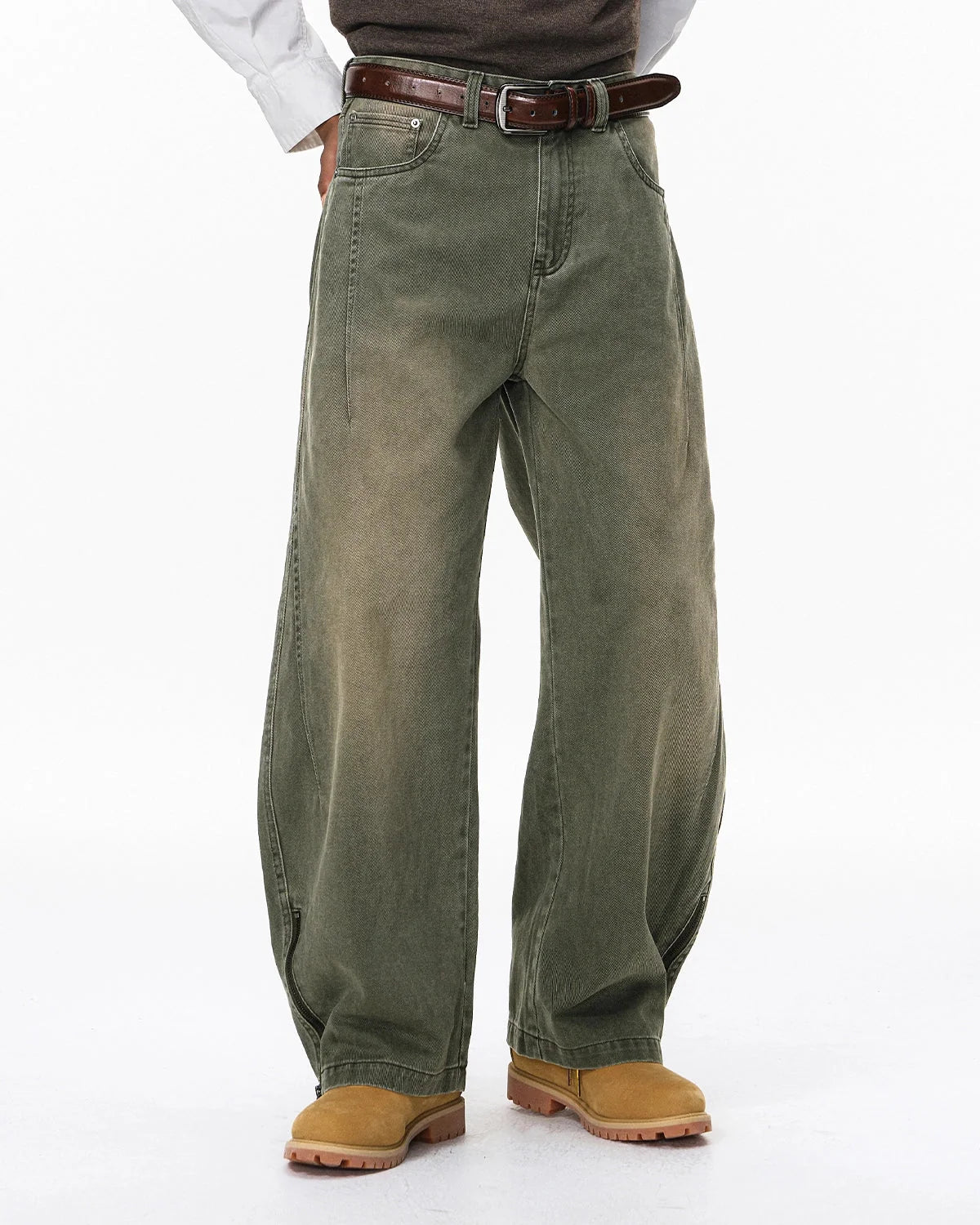 Omygoods Retro Acid Wash Baggy Cargo Pants
