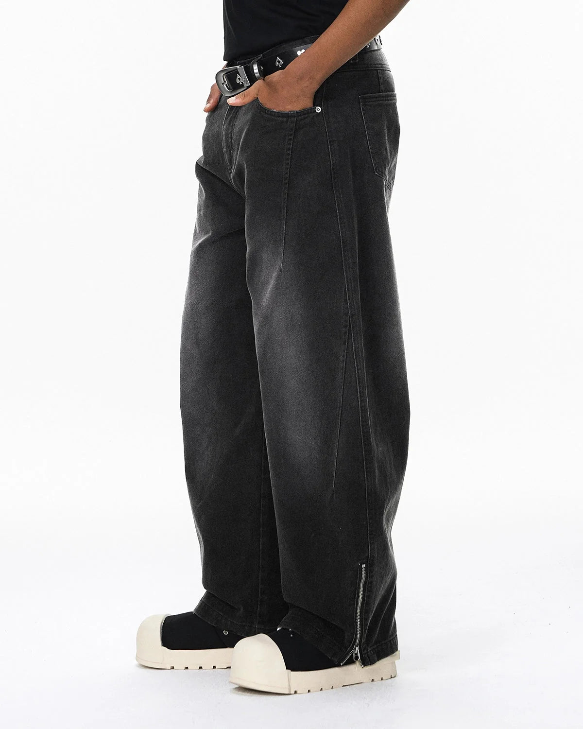 Omygoods Retro Acid Wash Baggy Cargo Pants
