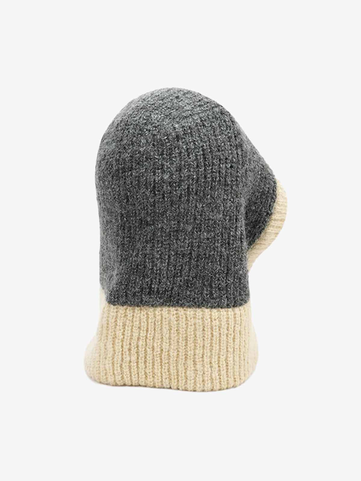 Omygoods Retro Color-Block Chunky Knit Balaclava Hat