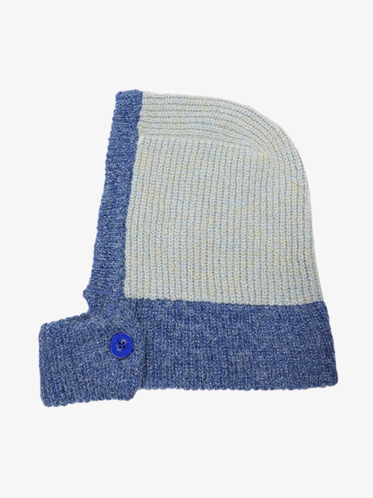 Omygoods Retro Color-Block Chunky Knit Balaclava Hat