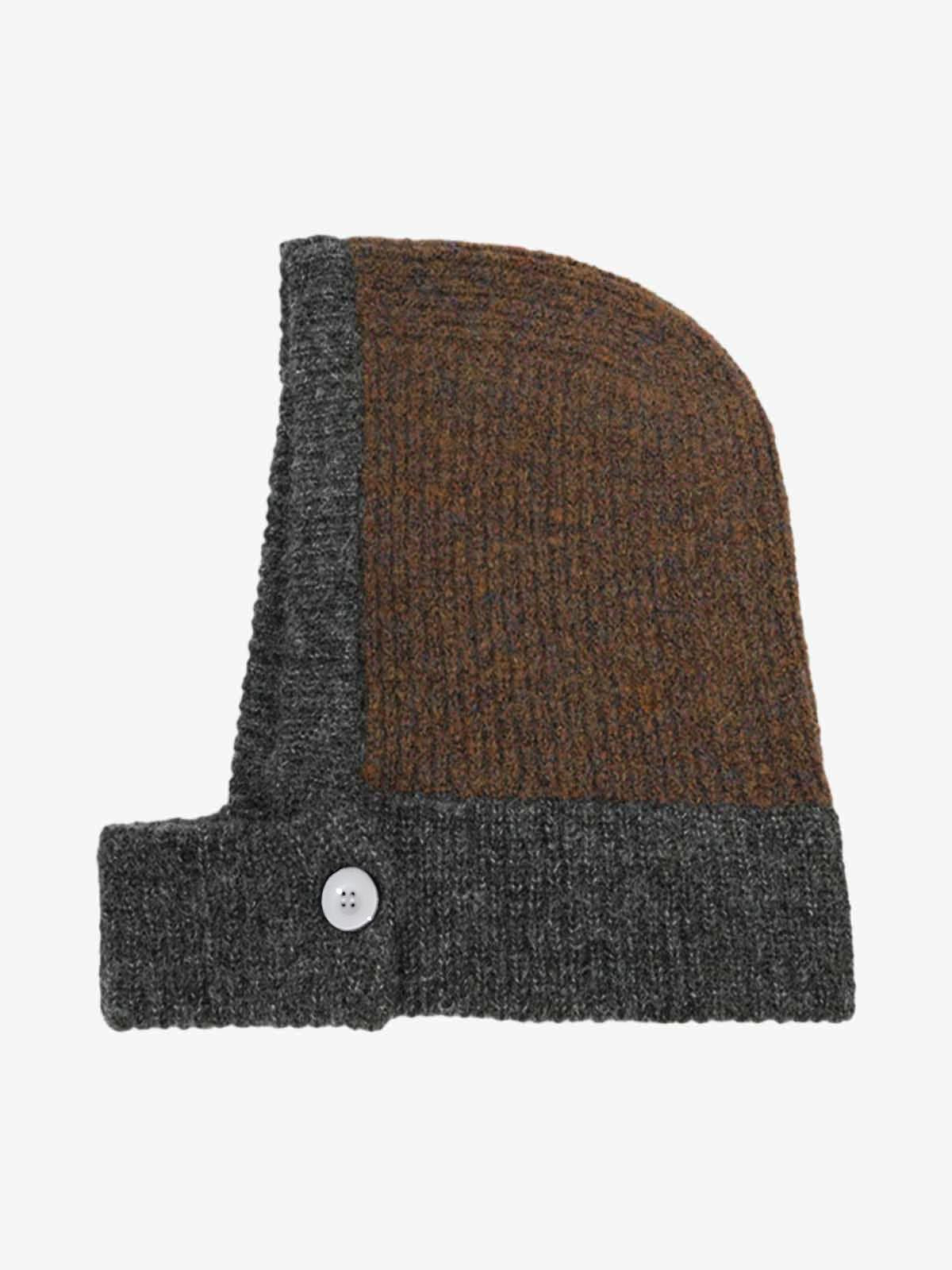 Omygoods Retro Color-Block Chunky Knit Balaclava Hat
