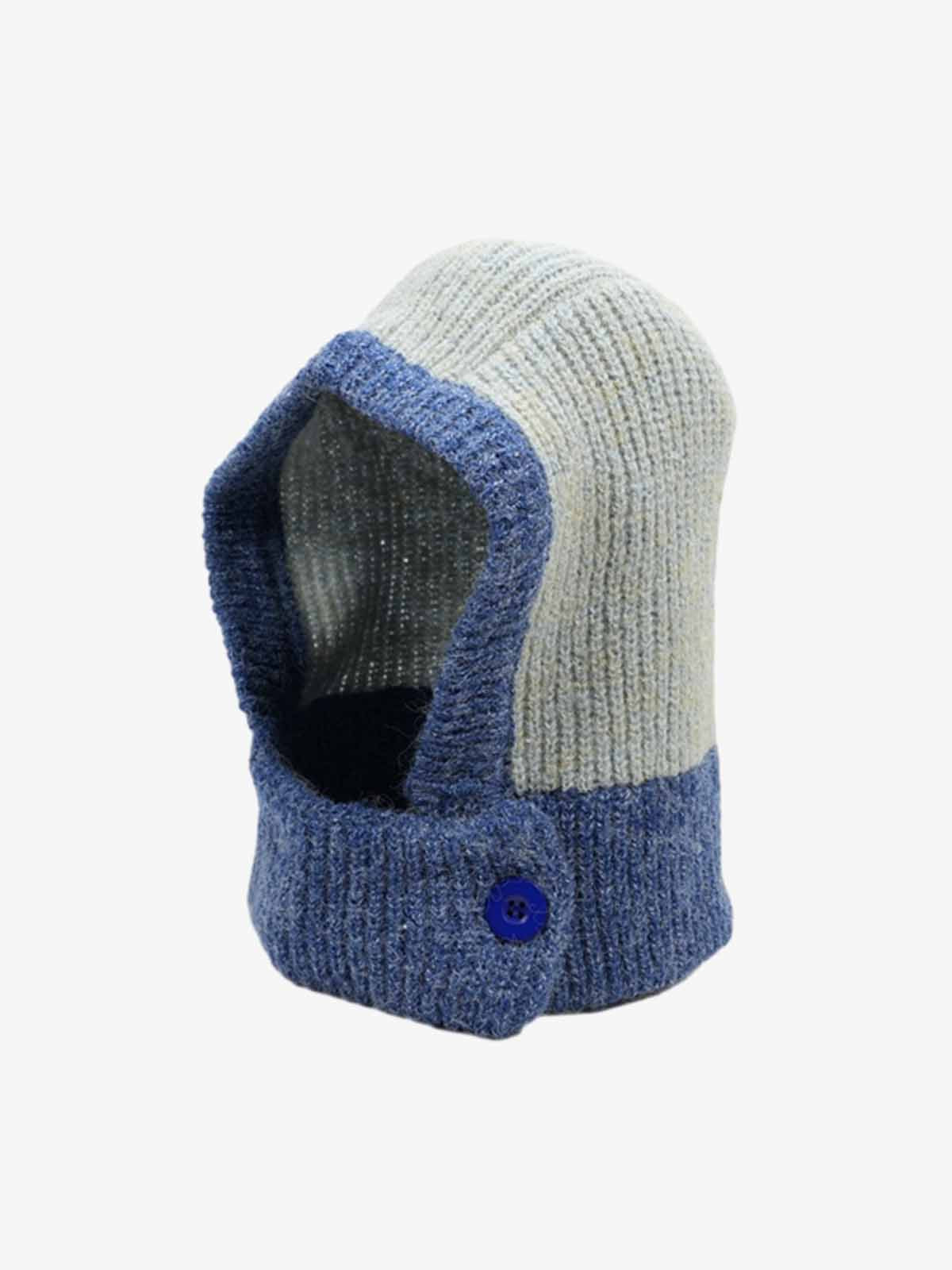 Omygoods Retro Color-Block Chunky Knit Balaclava Hat