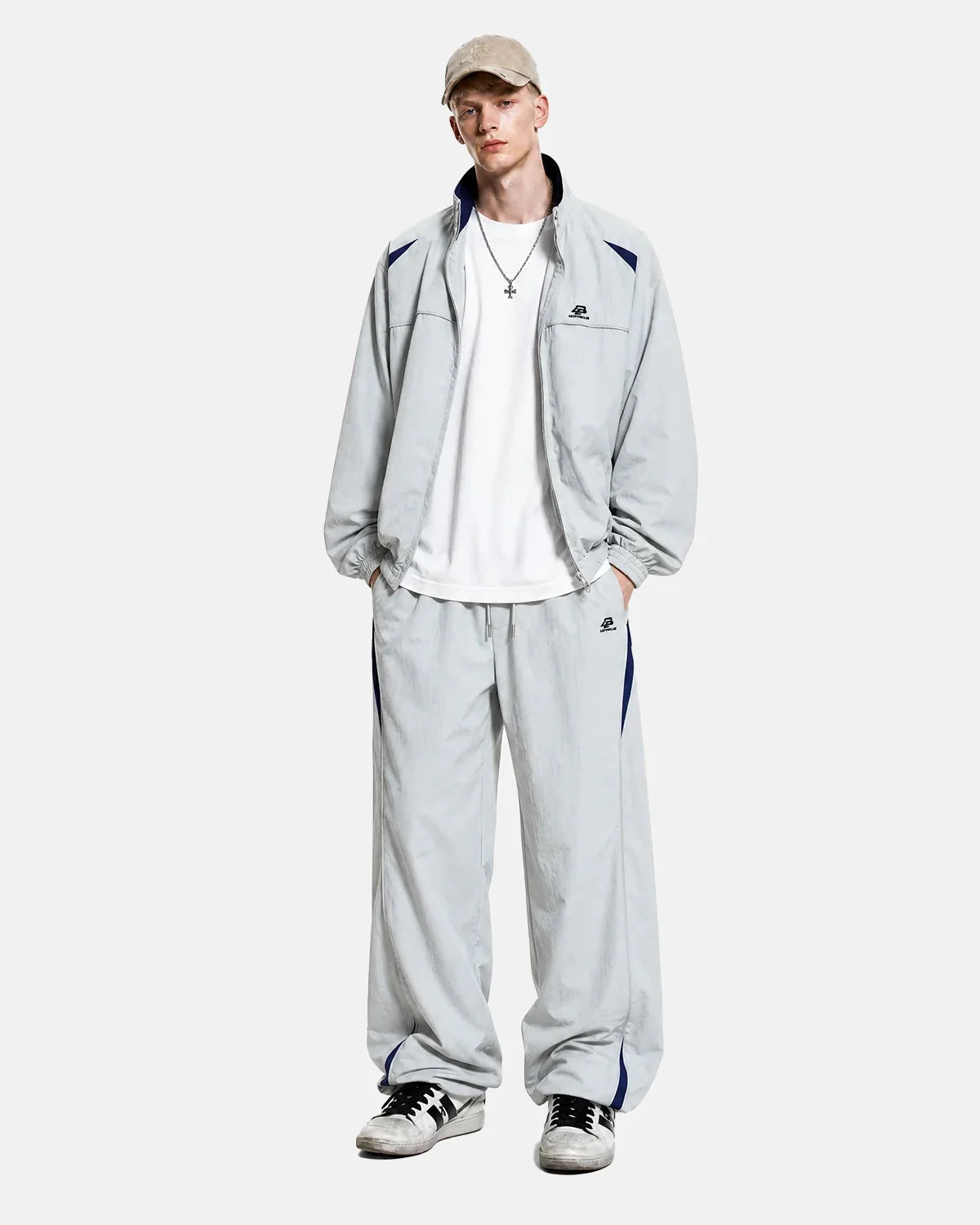 Omygoods Retro Contrast Stand Collar Track Jacket