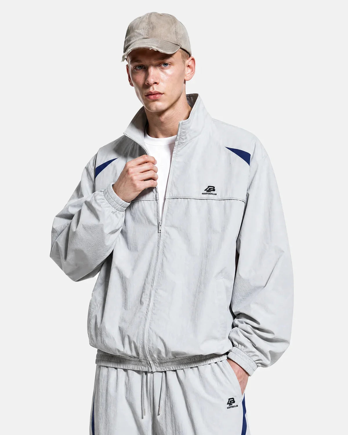 Omygoods Retro Contrast Stand Collar Track Jacket