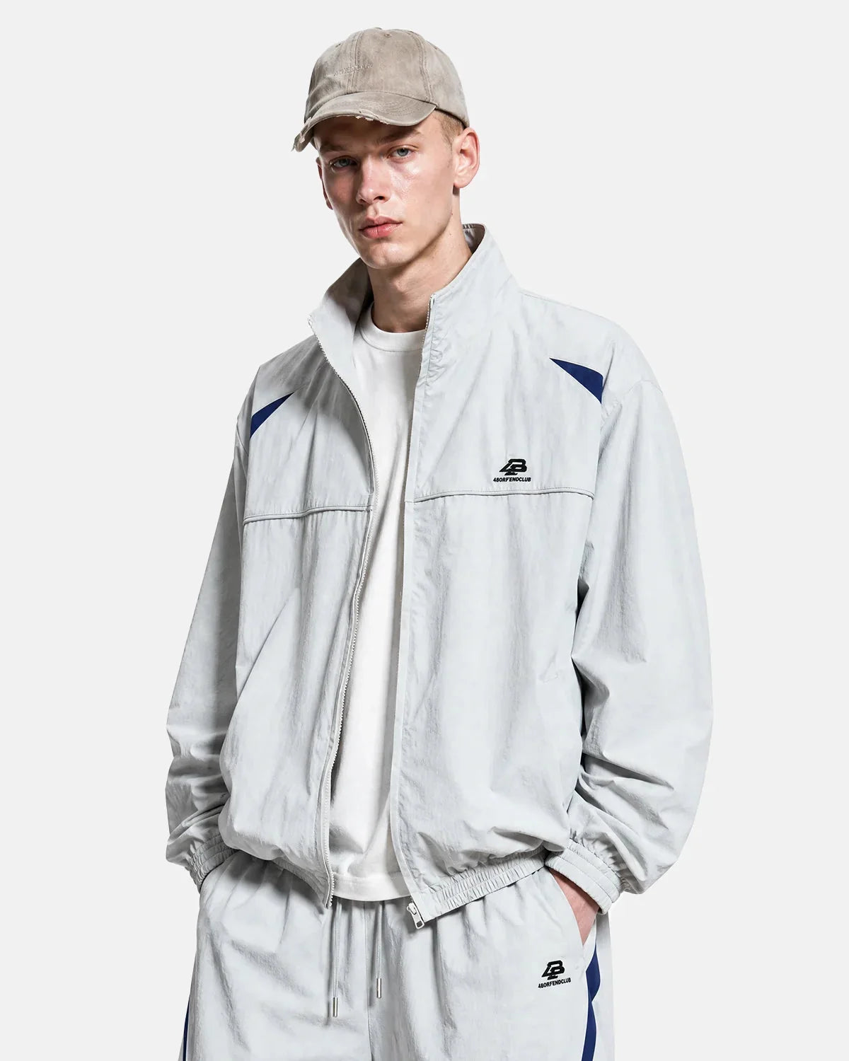 Omygoods Retro Contrast Stand Collar Track Jacket
