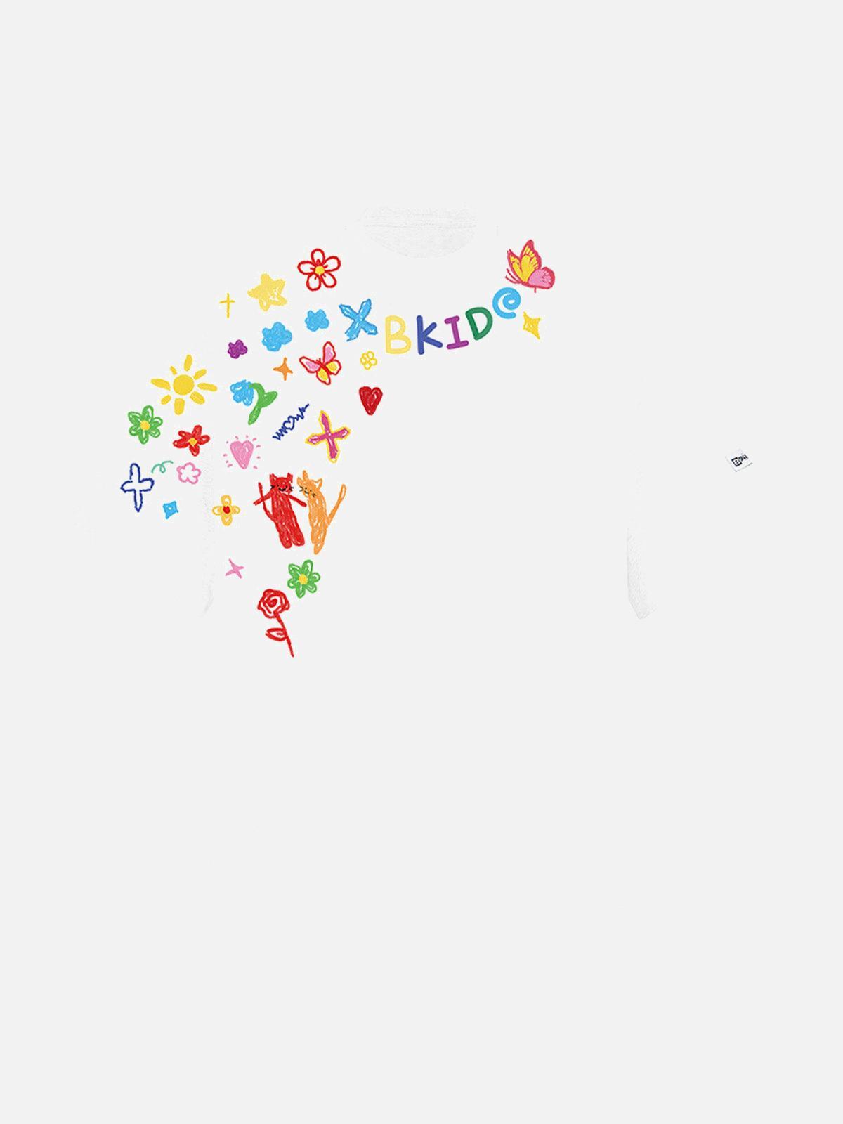 Omygoods Retro Graffiti Hand-Painted T-Shirt