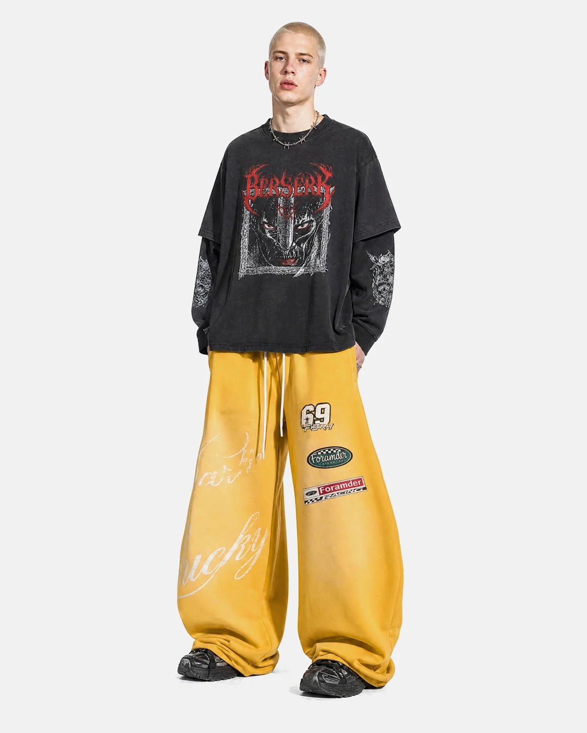 Omygoods Retro Graphic Barrel Sweatpants