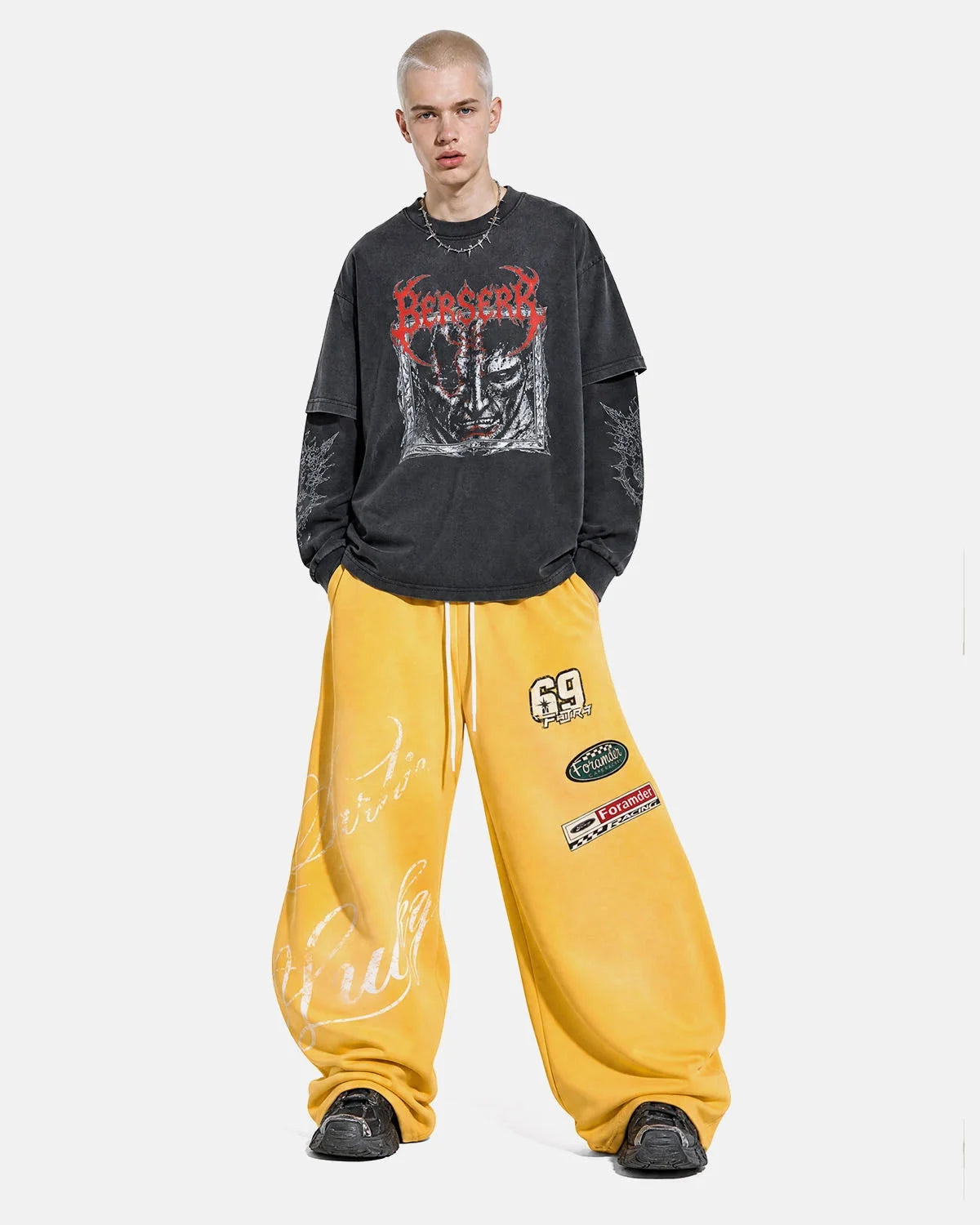 Omygoods Retro Graphic Barrel Sweatpants