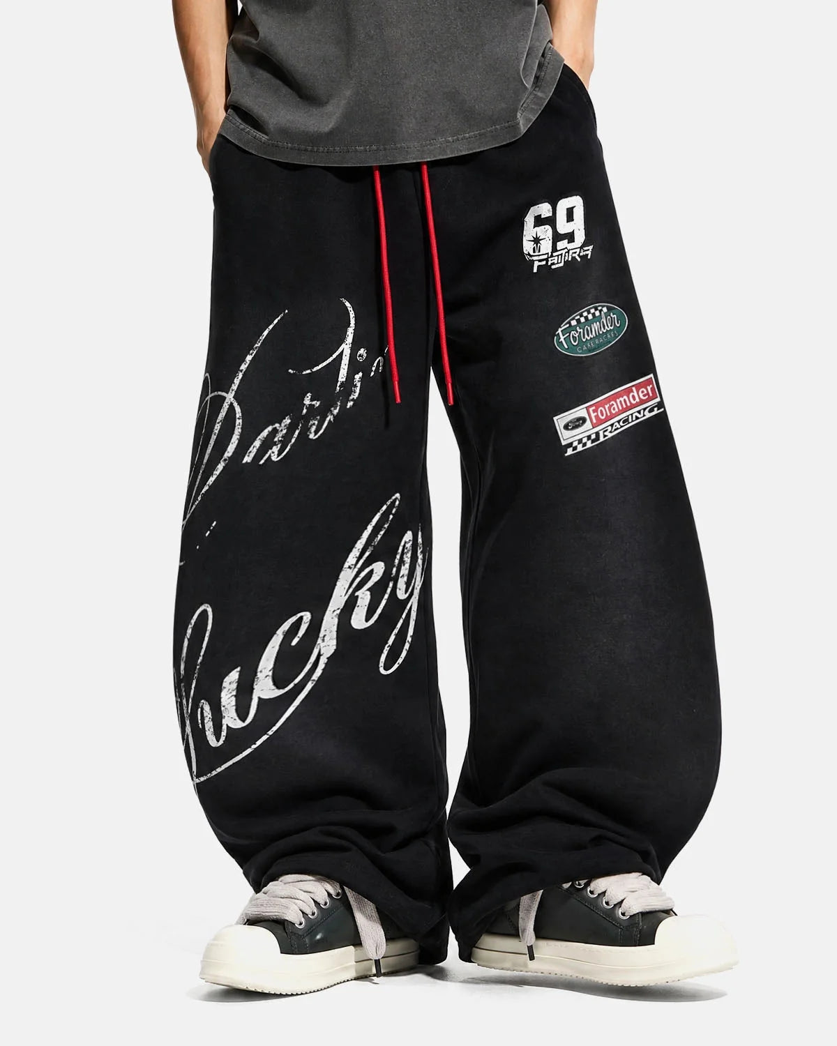 Omygoods Retro Graphic Barrel Sweatpants