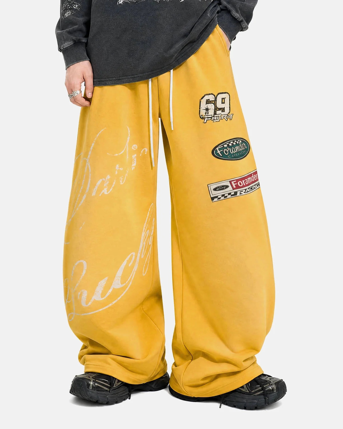 Omygoods Retro Graphic Barrel Sweatpants