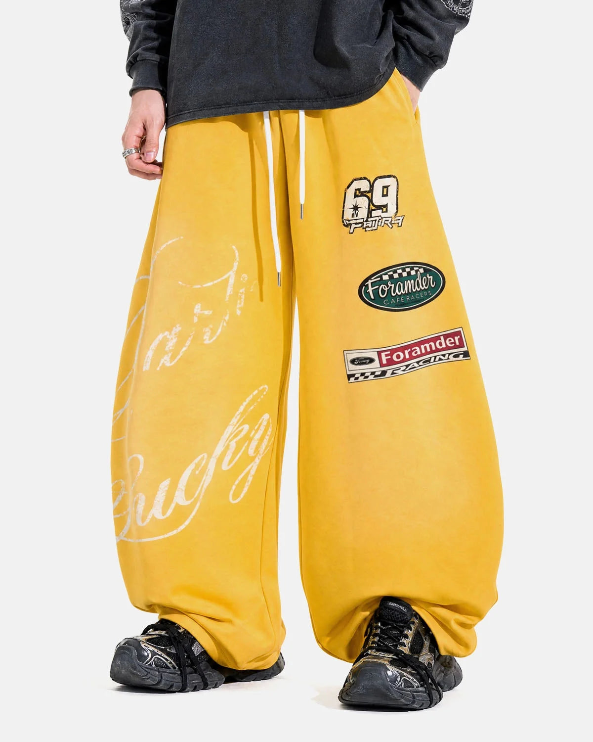 Omygoods Retro Graphic Barrel Sweatpants