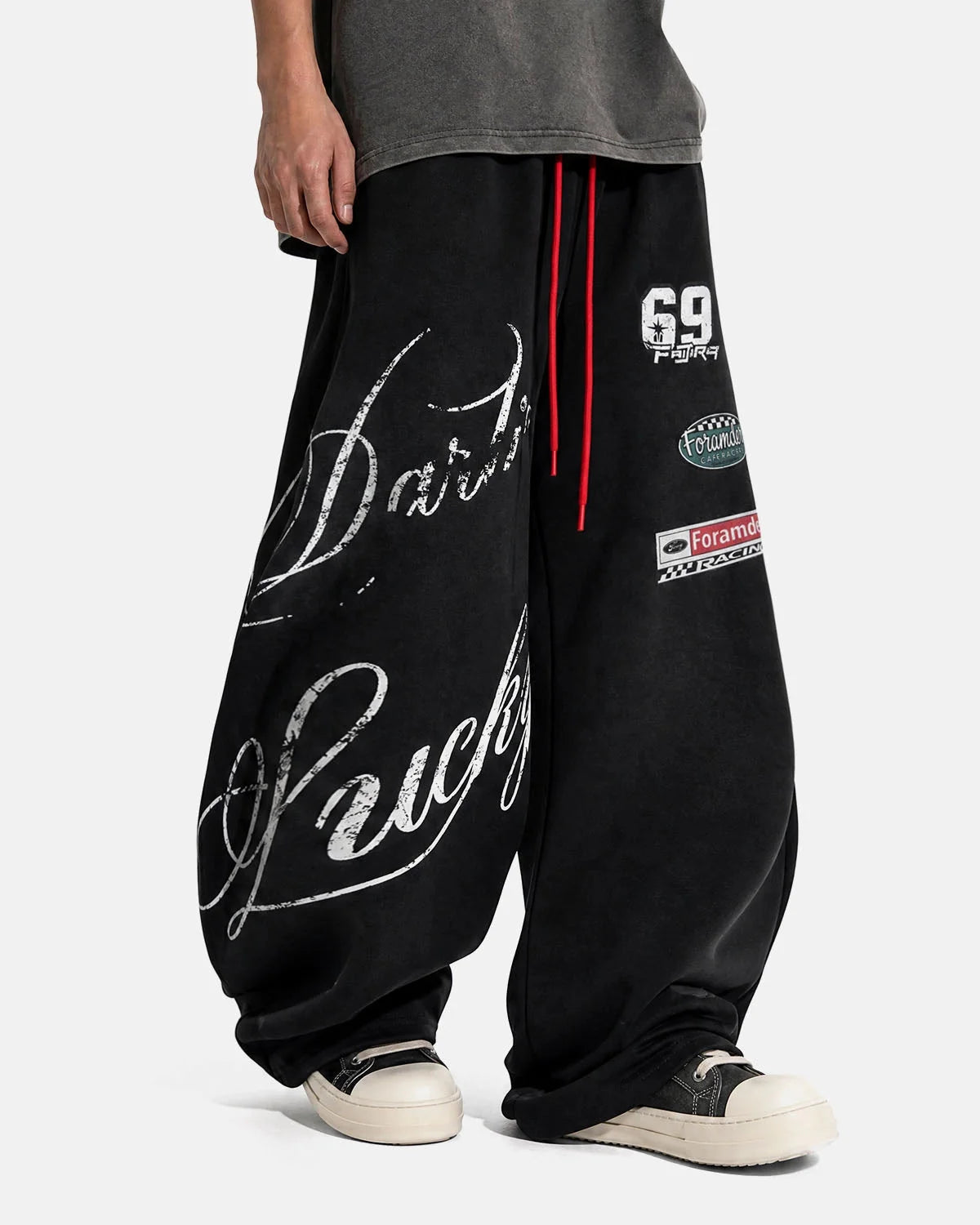 Omygoods Retro Graphic Barrel Sweatpants