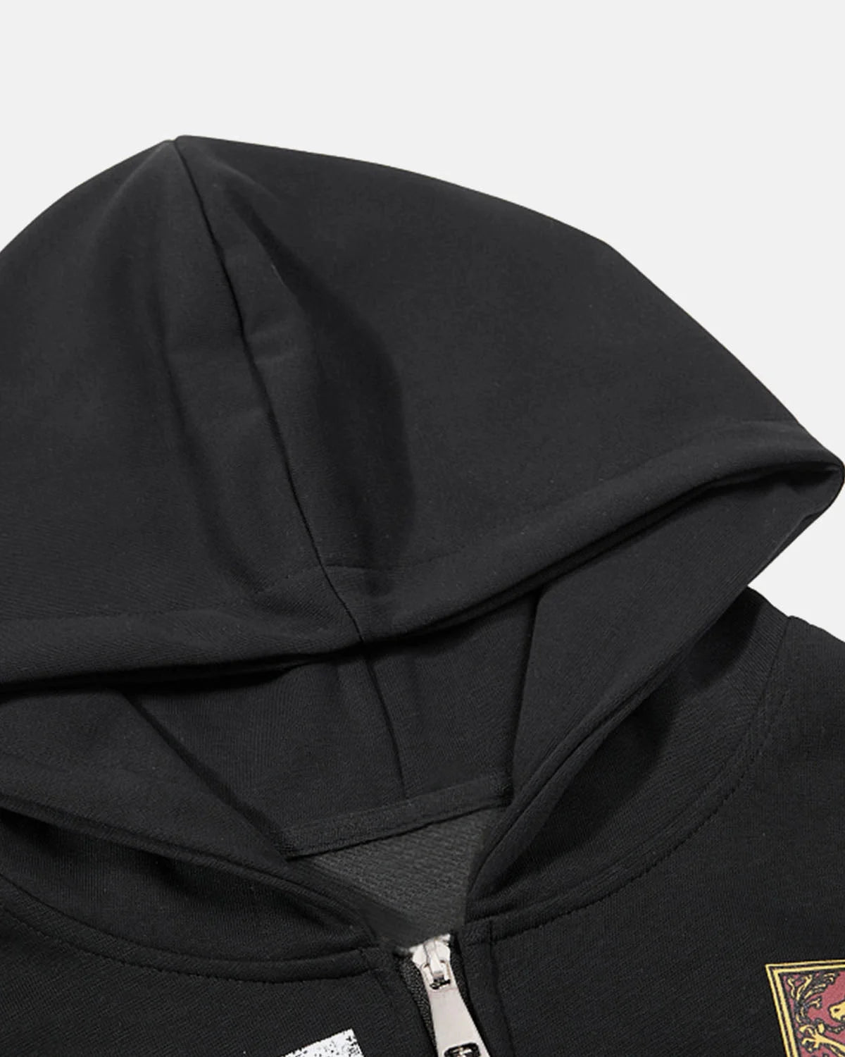 Omygoods Retro Graphic Boxy Zip Up Hoodie