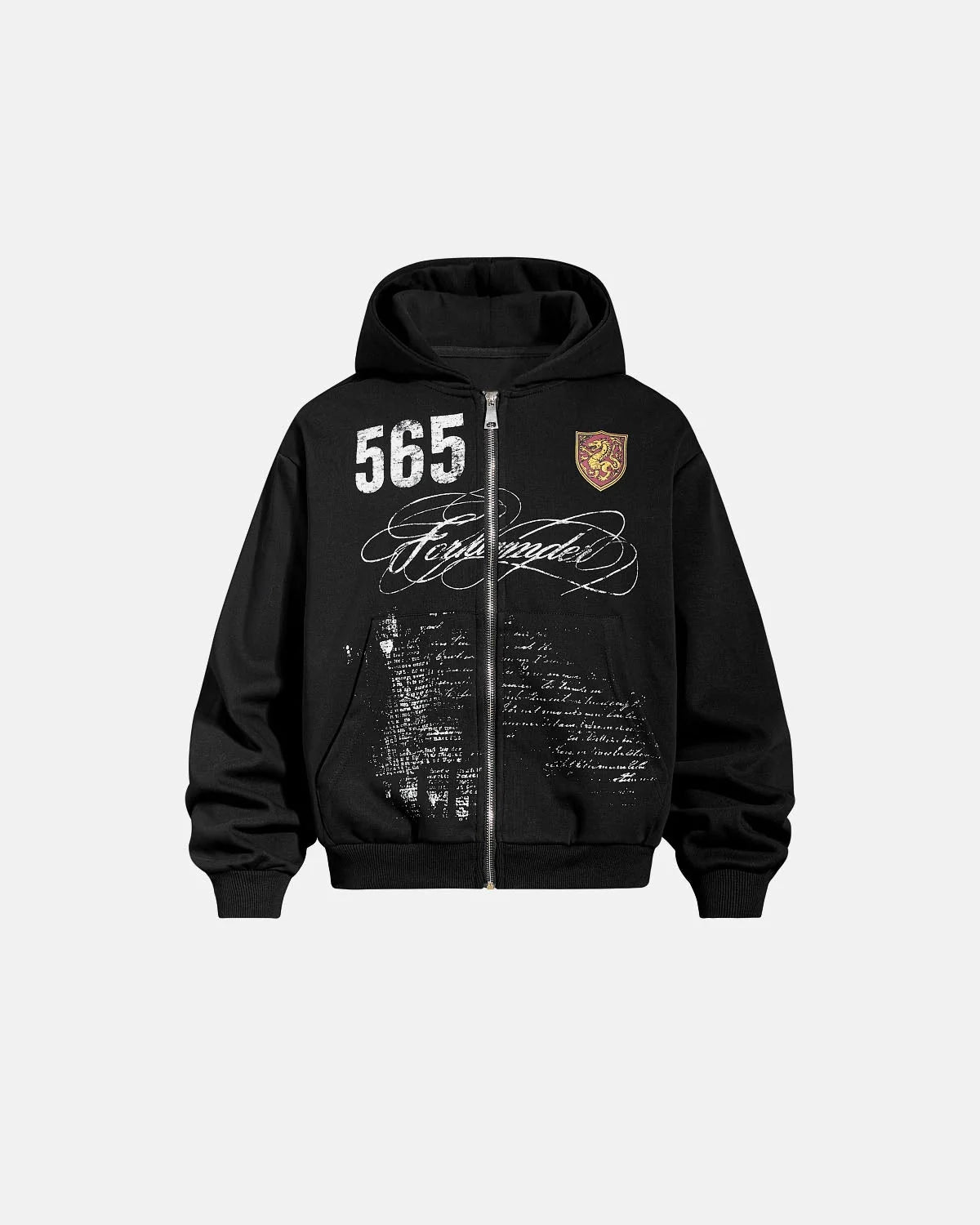 Omygoods Retro Graphic Boxy Zip Up Hoodie