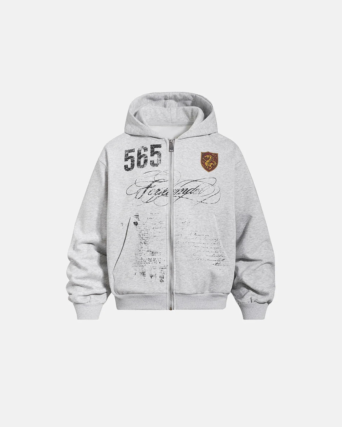 Omygoods Retro Graphic Boxy Zip Up Hoodie