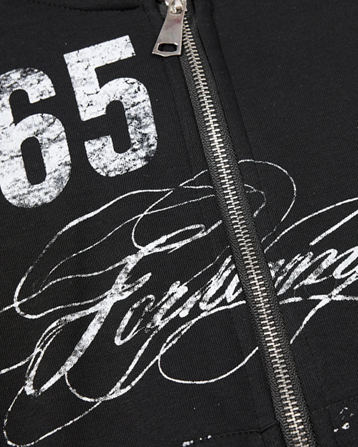 Omygoods Retro Graphic Boxy Zip Up Hoodie