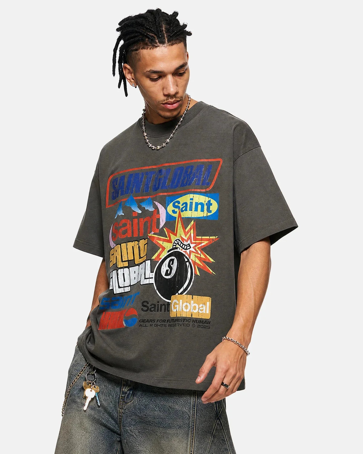 Omygoods Retro Graphic Oversized T-Shirt