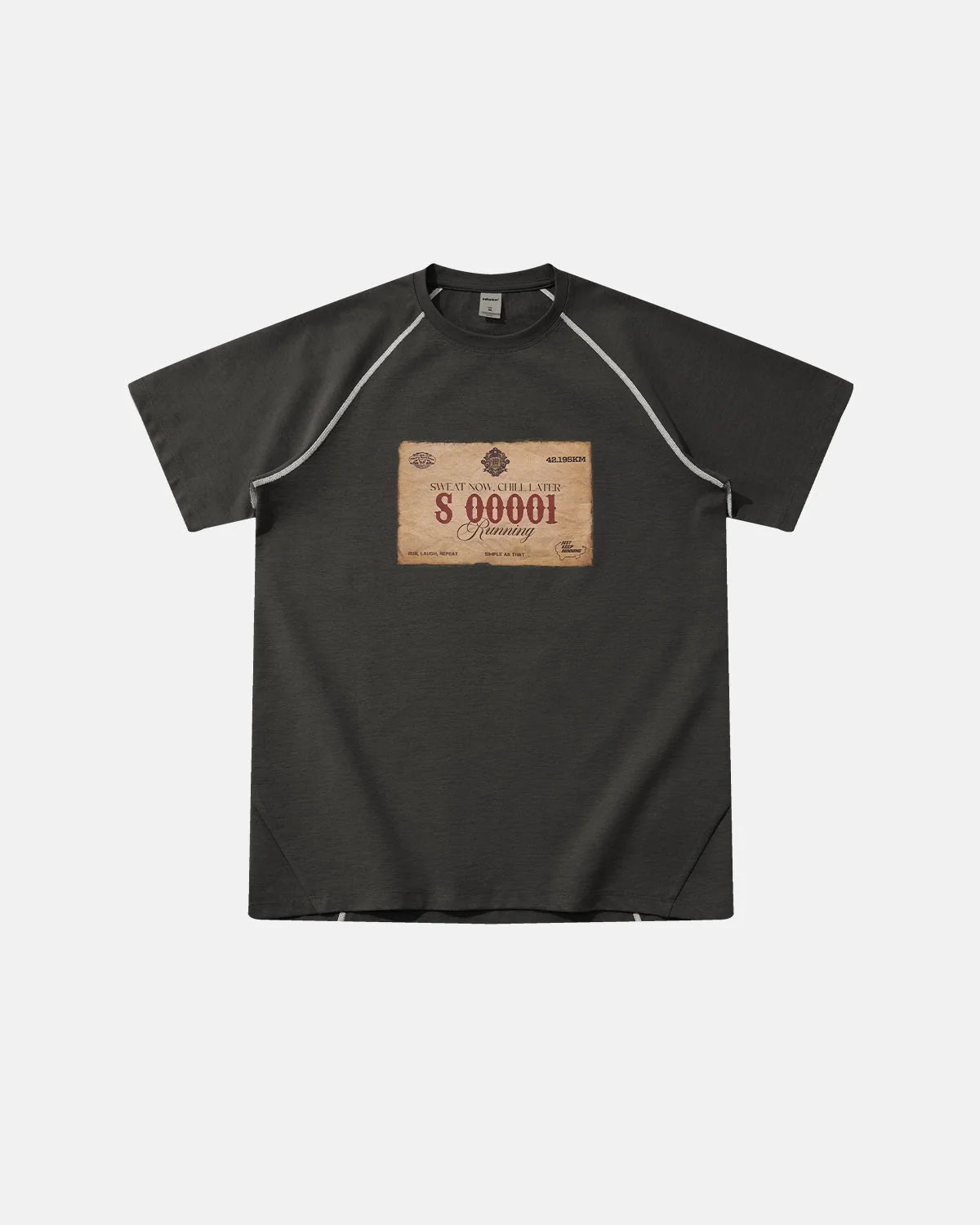 Omygoods Retro Graphic Printing Raglan T-Shirt