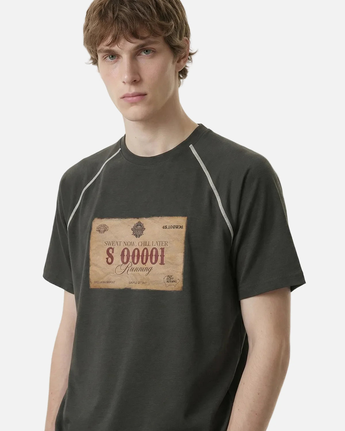 Omygoods Retro Graphic Printing Raglan T-Shirt