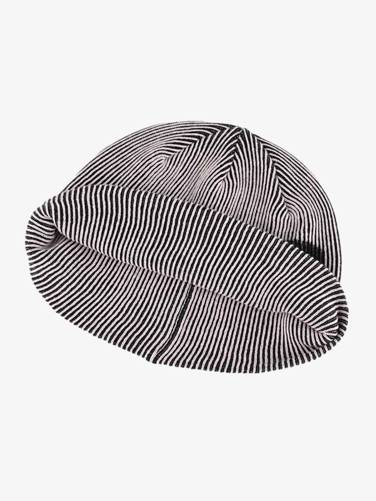 Omygoods Retro High-Street Striped Graphic Knit Beanie