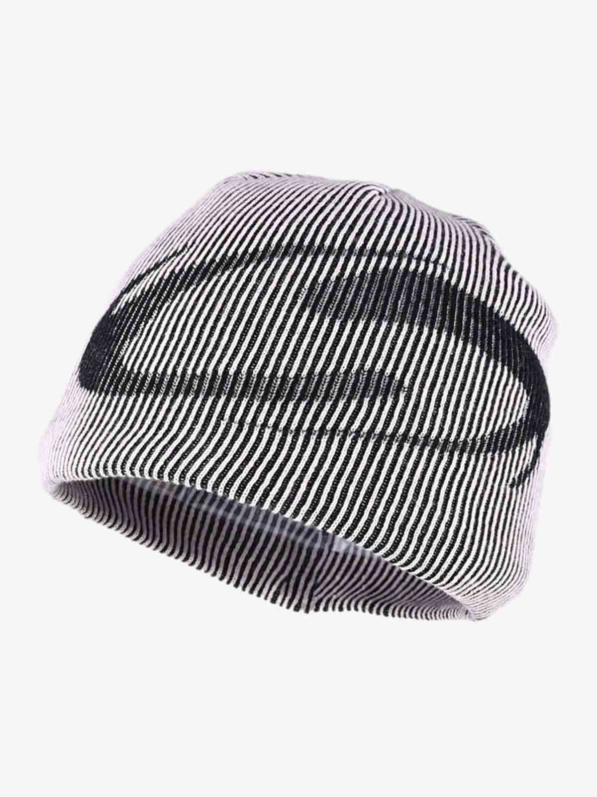 Omygoods Retro High-Street Striped Graphic Knit Beanie