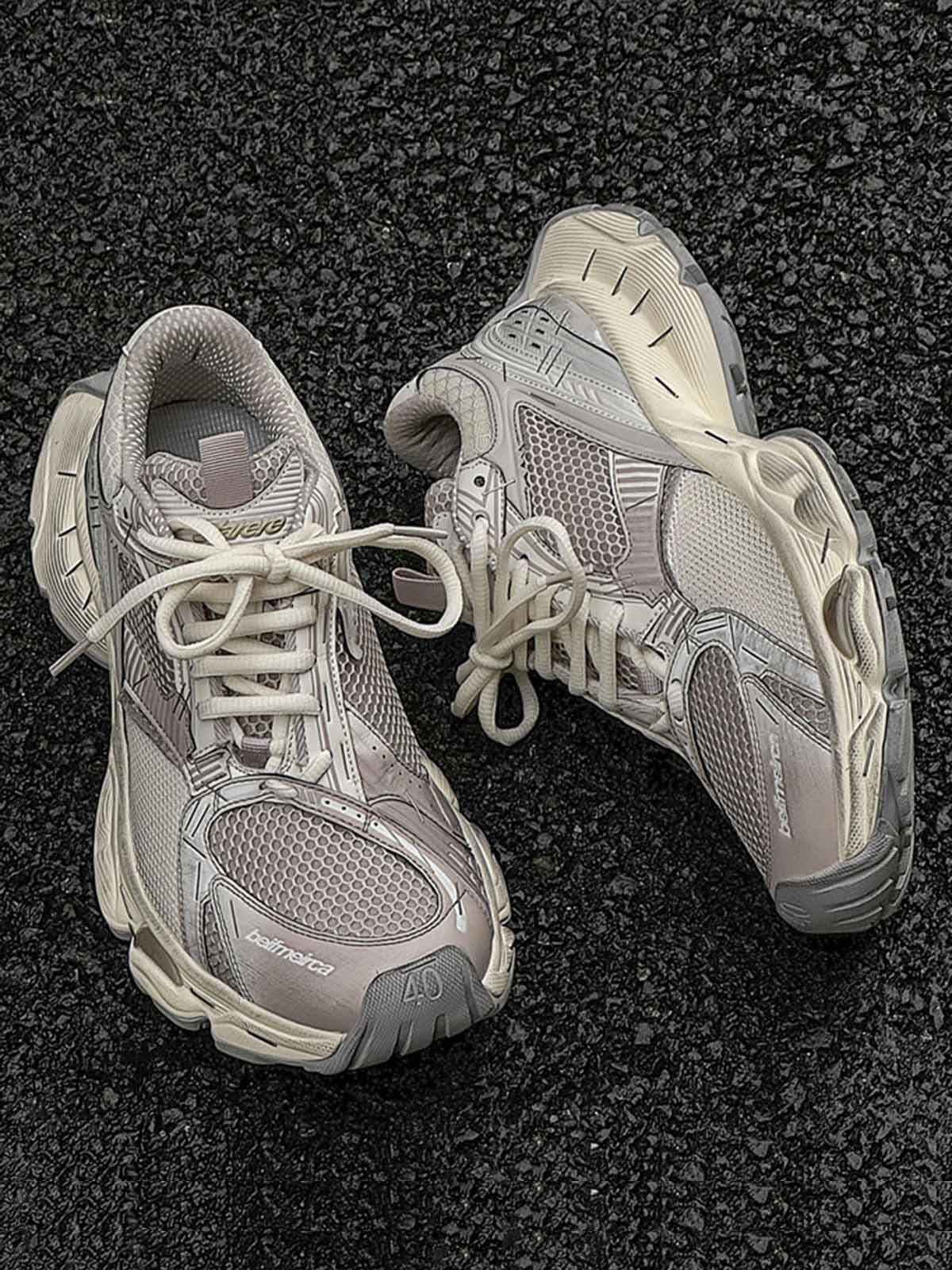 Omygoods Retro Stapler Chunky Sneakers