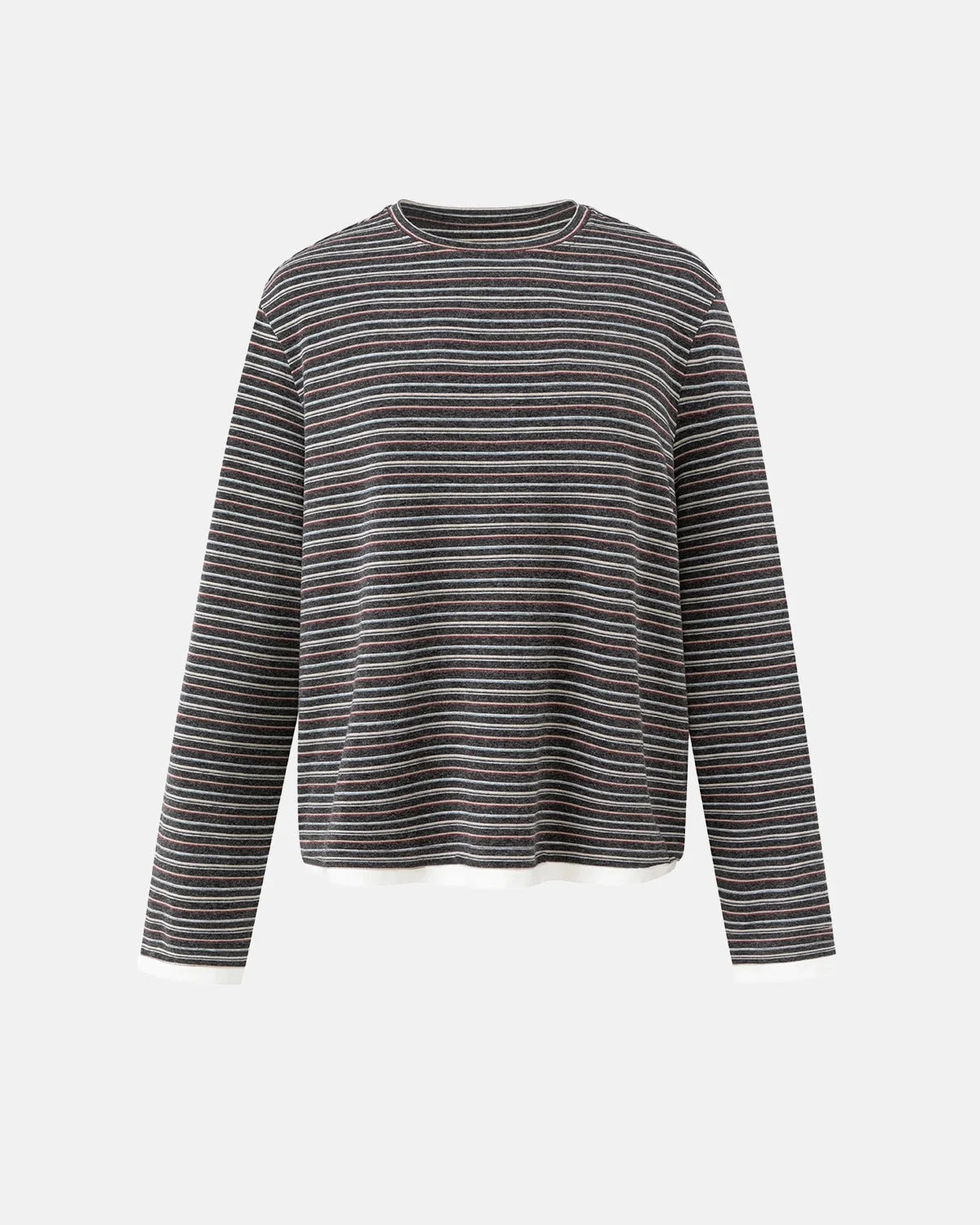 Omygoods Retro Striped Boxy Long Sleeve T-Shirt