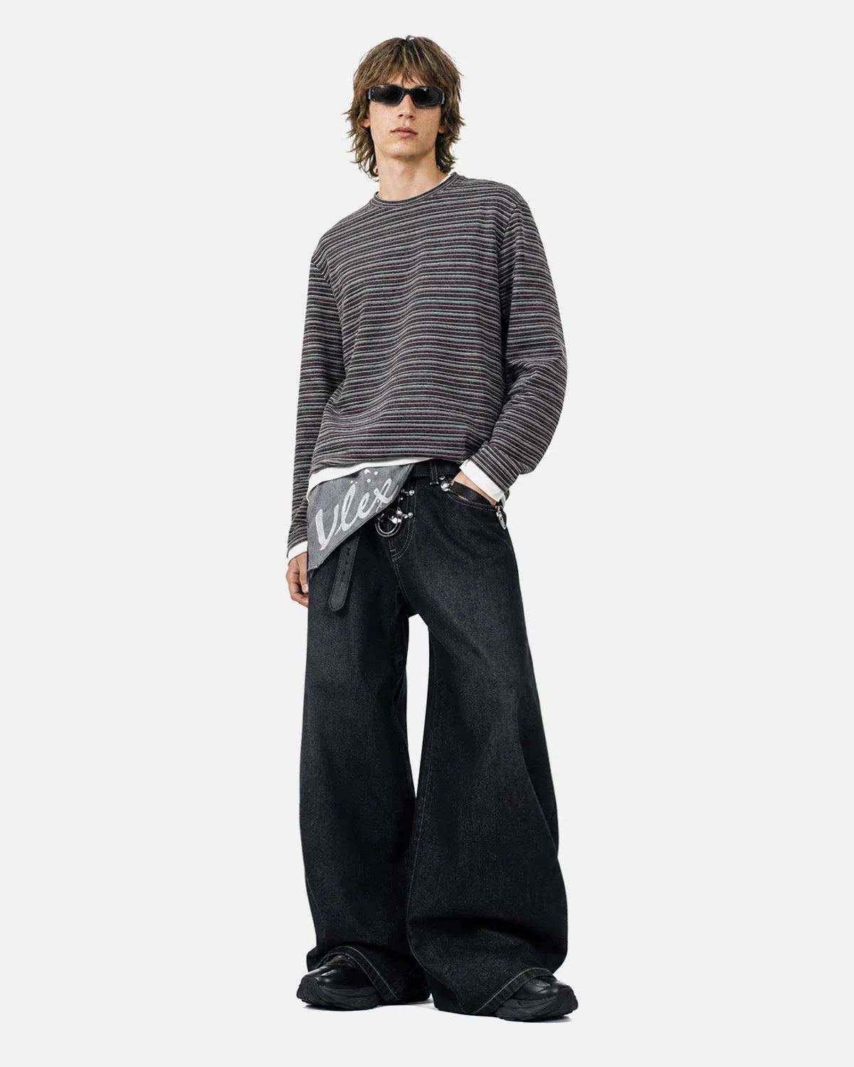 Omygoods Retro Striped Boxy Long Sleeve T-Shirt