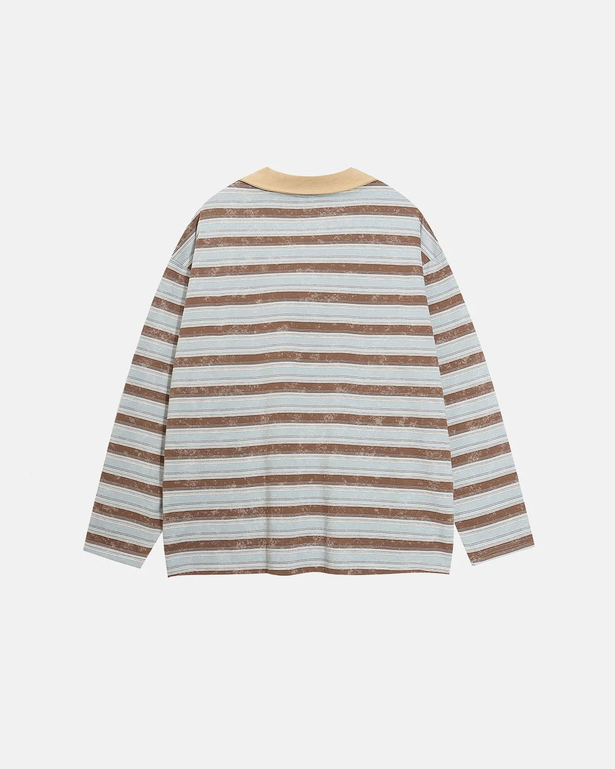 Omygoods Retro Striped Lace-Up Polo Shirt