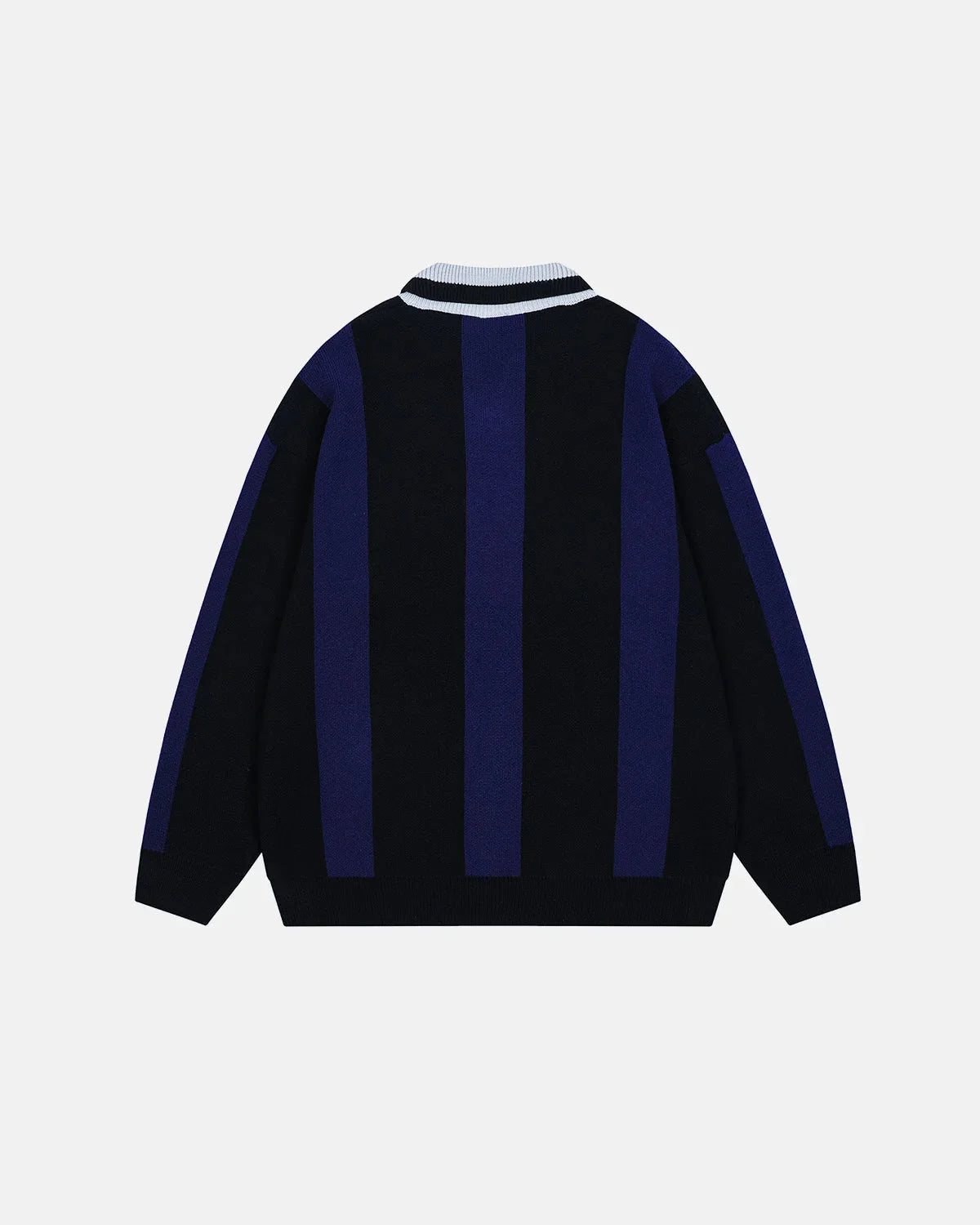 Omygoods Retro Striped Polo Knit Sweater
