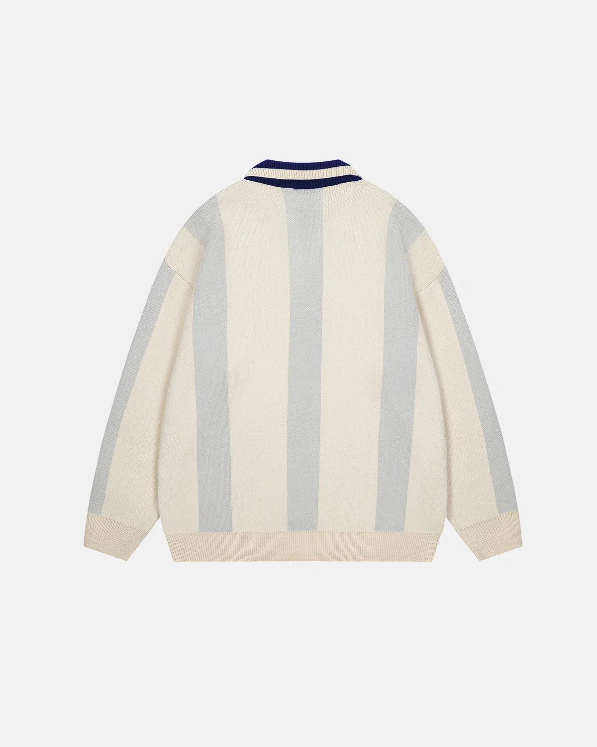 Omygoods Retro Striped Polo Knit Sweater