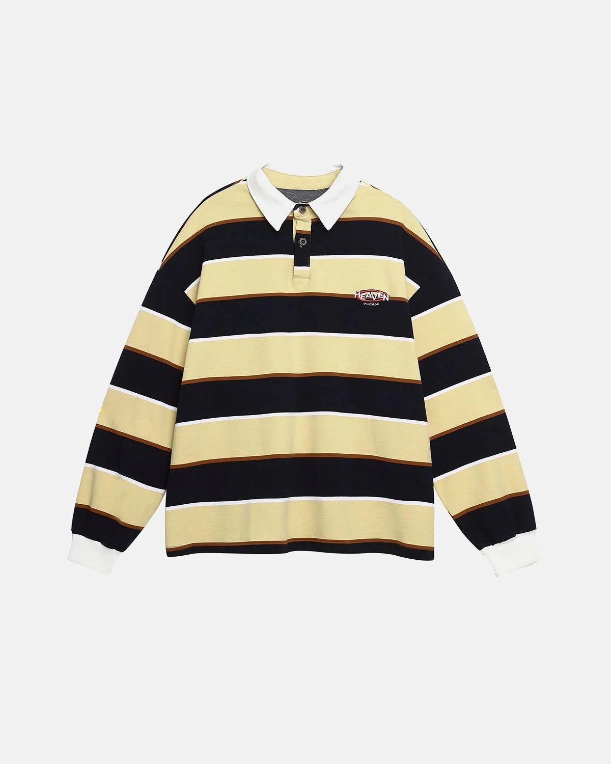 Omygoods Retro Striped Rugby Polo Shirt