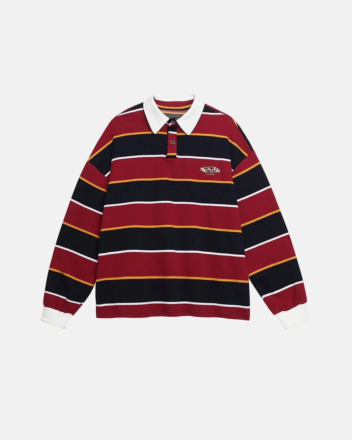 Omygoods Retro Striped Rugby Polo Shirt