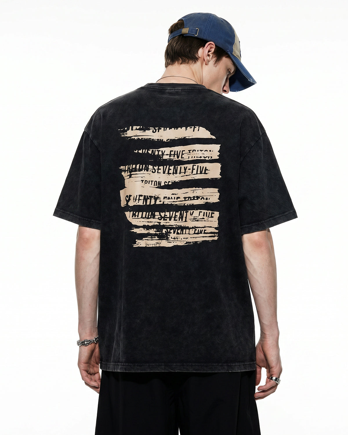 Omygoods Retro Washed Graphic Cotton T-Shirt