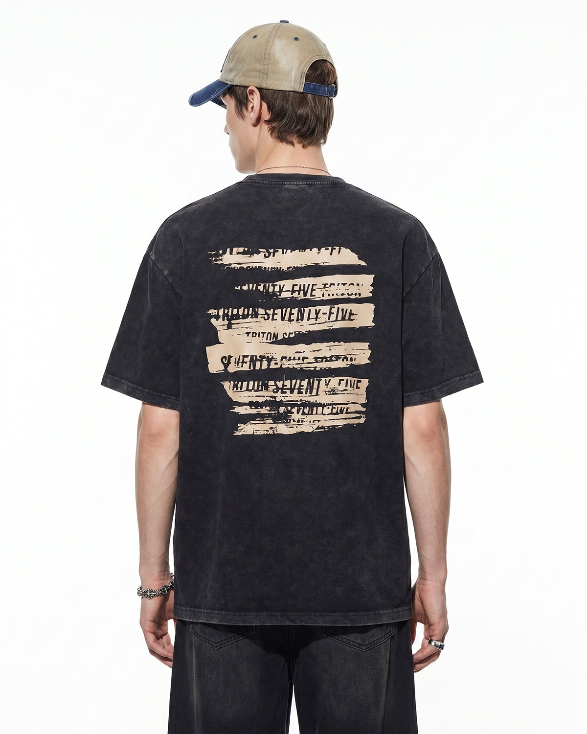 Omygoods Retro Washed Graphic Cotton T-Shirt