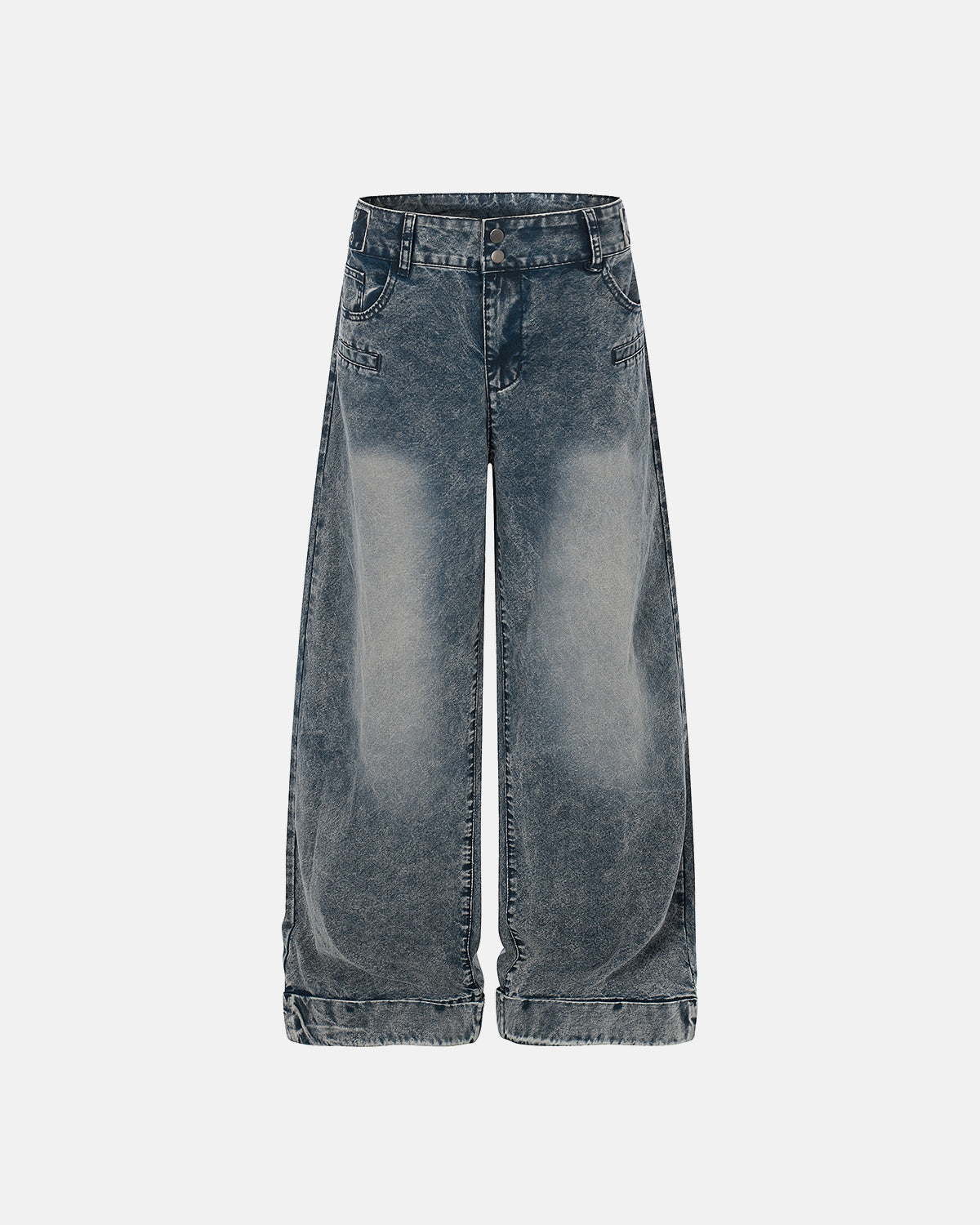 Omygoods Retro Washed Wide Leg Baggy Jeans