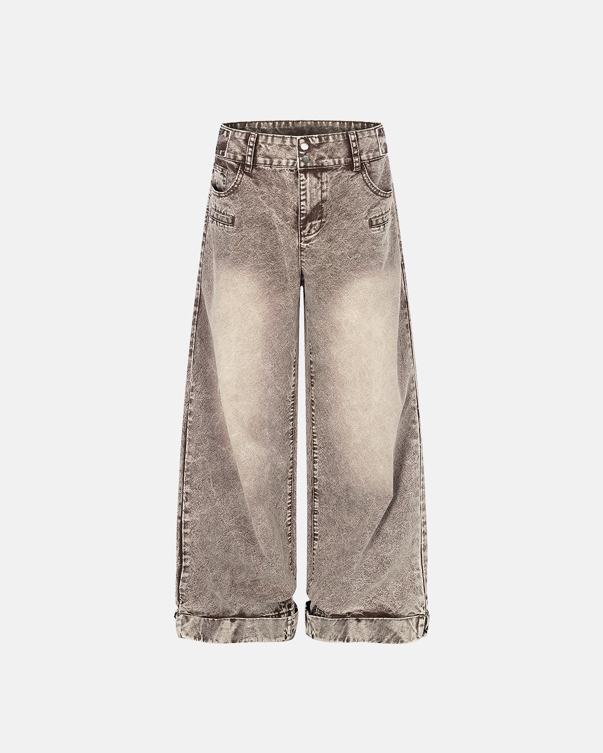 Omygoods Retro Washed Wide Leg Baggy Jeans