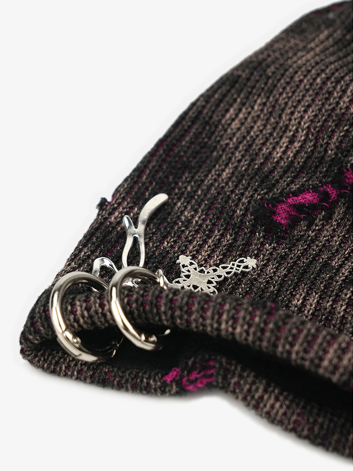 Omygoods Retro Wasteland Style Distressed Knit Hanging Charm Beanie