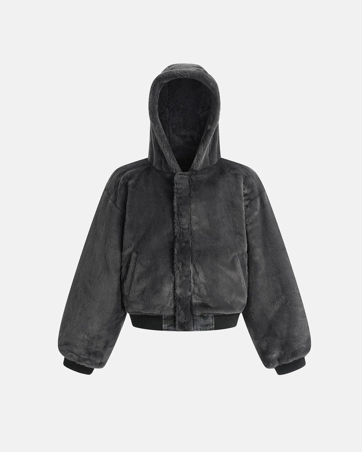 Omygoods Reversible Camo Faux Fur Hooded Jacket