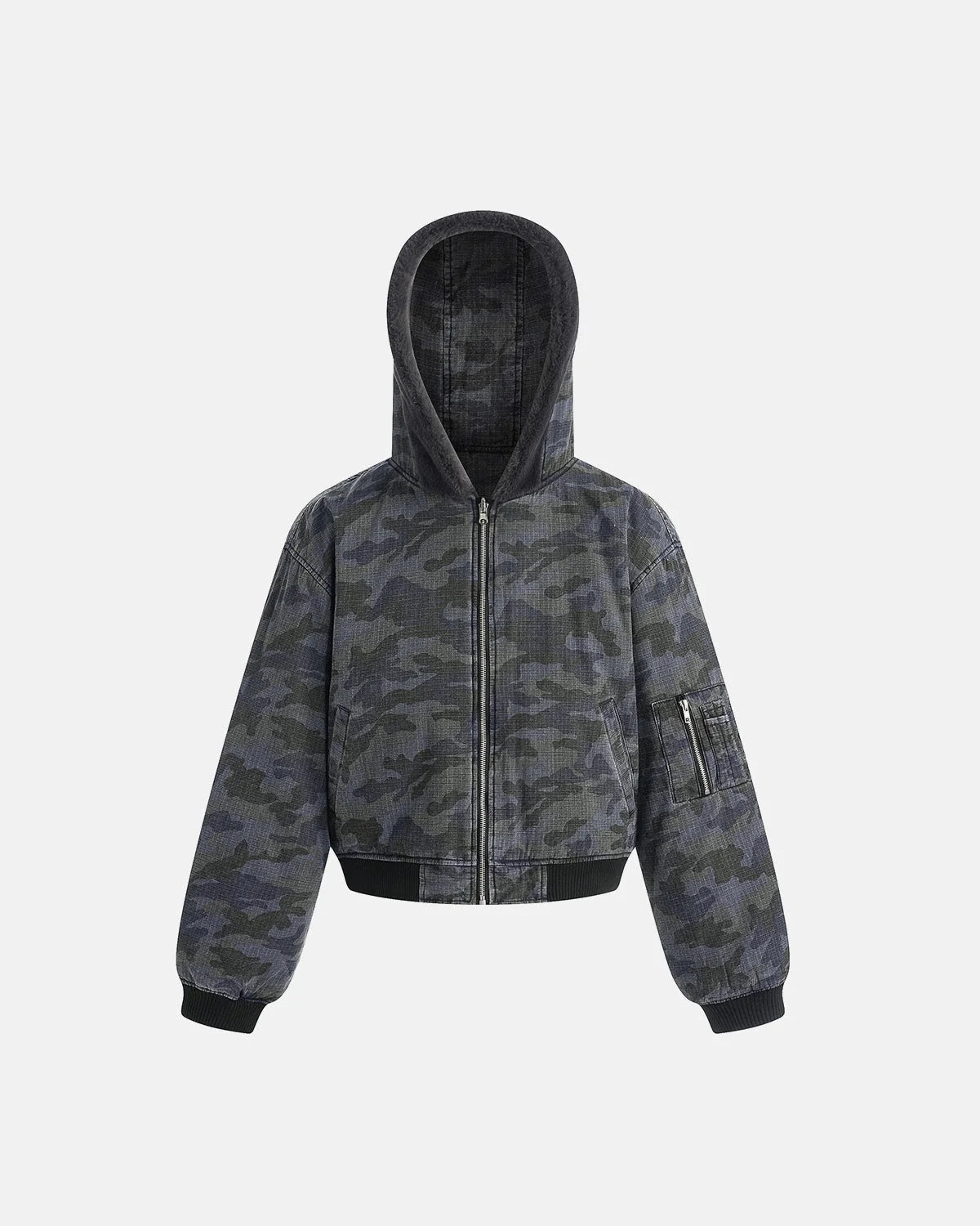 Omygoods Reversible Camo Faux Fur Hooded Jacket